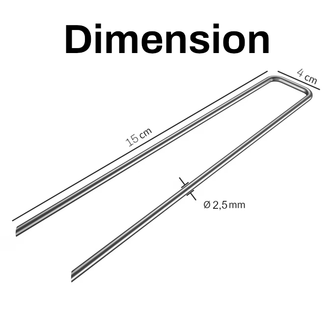 Ancrages au sol piquets – Lot de 20 en acier galvanisé Ø 2,5 mm