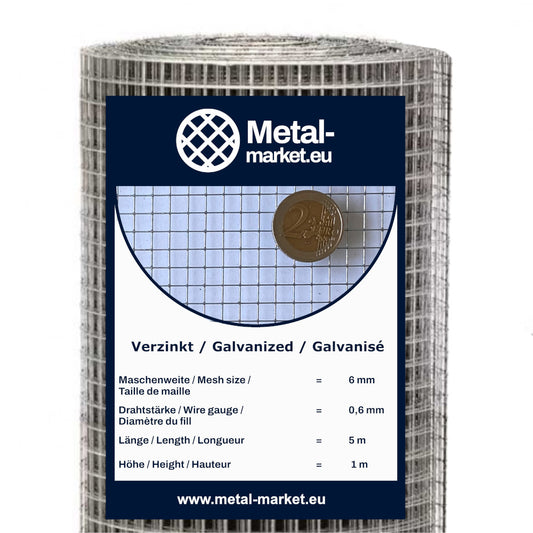 Grillage anti rongeur, rouleau galvanisé, maillage 6 x 6 mm, épaisseur du fil 0,6 mm