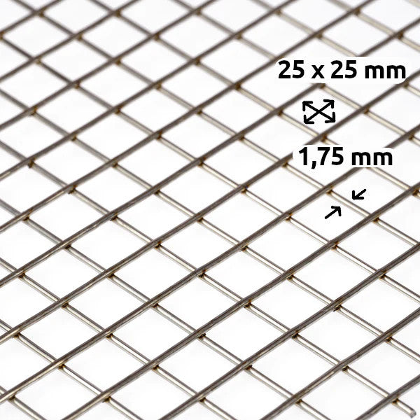 Treillis soudé galvanisé à chaud dimension de maille 25 x 25 mm épaisseur de fil 1,75 mm sur mesure