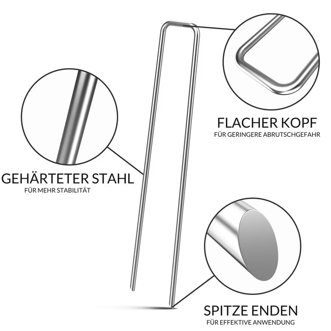 Ancrages au sol piquets – Lot de 20 en acier galvanisé Ø 2,7 mm
