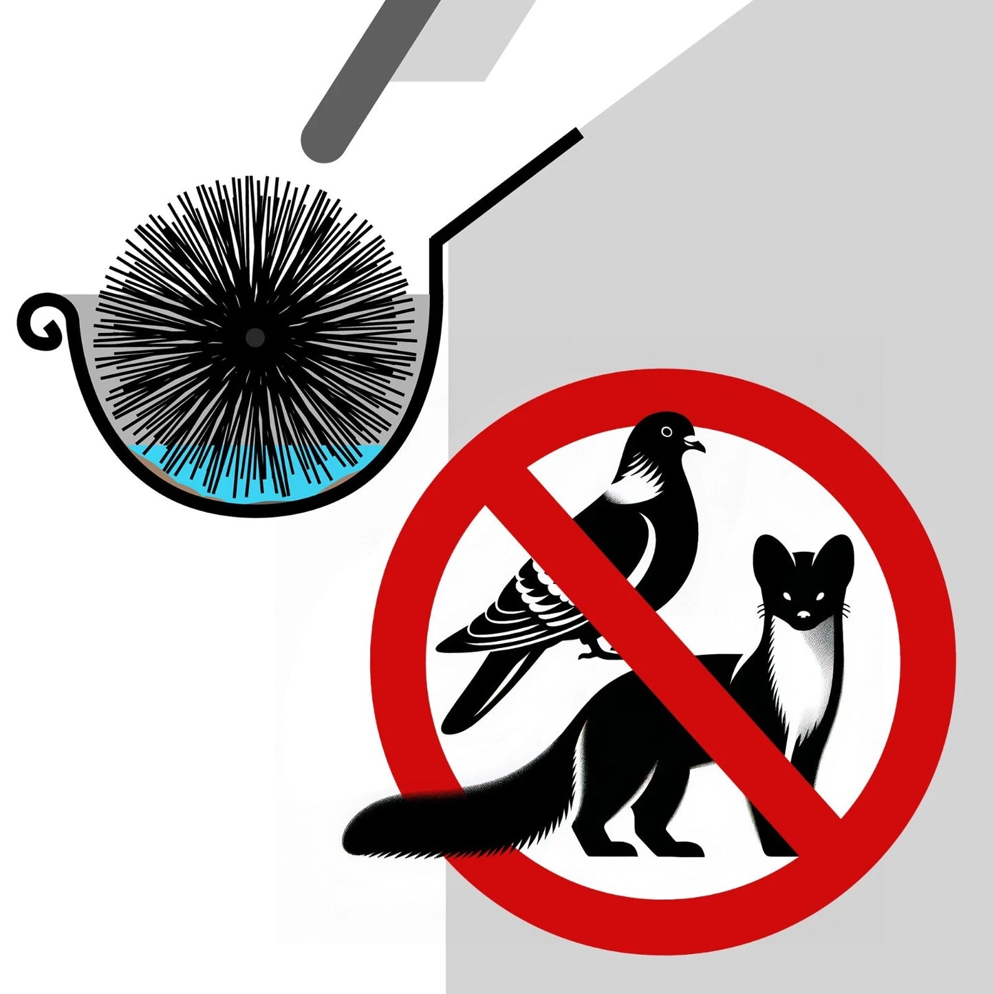 Chenille de gouttière 5 m (5 pcs x 1 m) – Protection efficace contre les feuilles, les martres et les oiseaux pour votre gouttière ou votre installation solaire Ø 10 cm ou Ø 15 cm