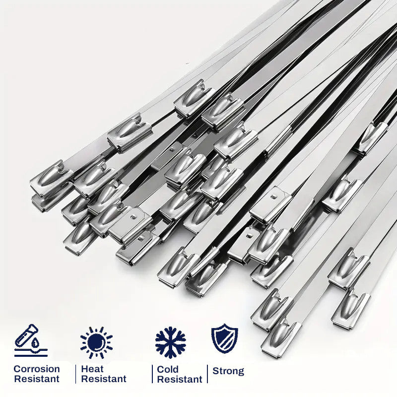 20 colliers de serrage en acier inoxydable 4,6 x 300 mm avec mécanisme de verrouillage