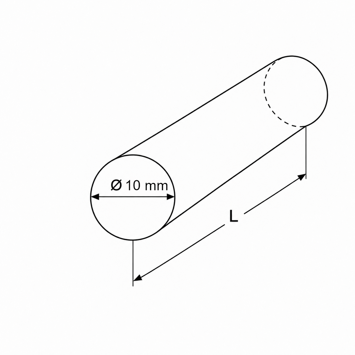 Edelstahl Rundstangen ø 10mm V2A 1.4301 AISI 304, warmgewalzt & poliert glänzend, Rundstab, Zuschnitt nach Maß