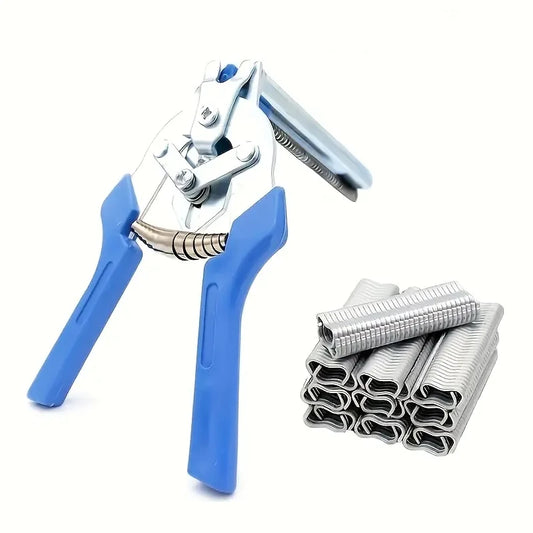 Pince à anneaux de clôture (clippeuse à saucisses) et 600 M agrafes pour clôtures, cages.