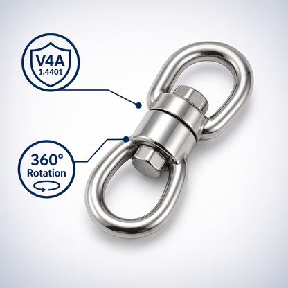 Émerillon en acier inoxydable V4A 1.4401 œil–œil