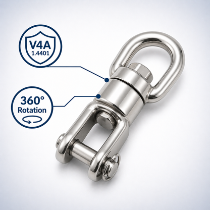 Émerillon en acier inoxydable V4A 1.4401 œil–chape