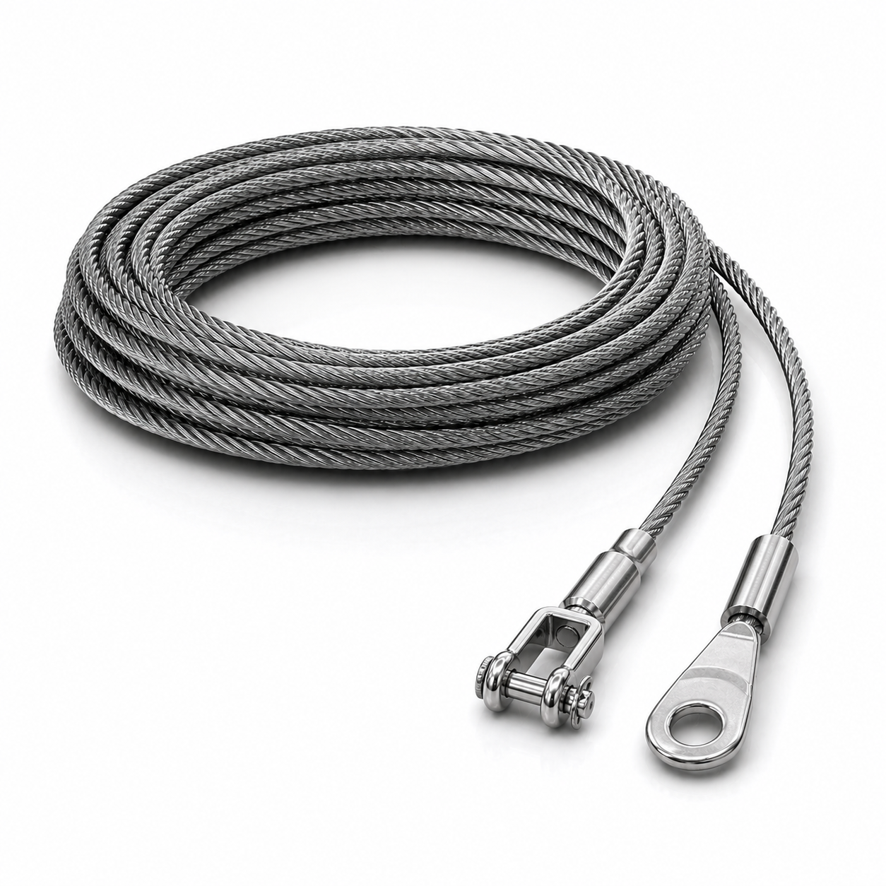Edelstahl Drahtseil 4 mm V4A (1.4401) 1x19 nach Maß gefertigt – konfigurierbar
