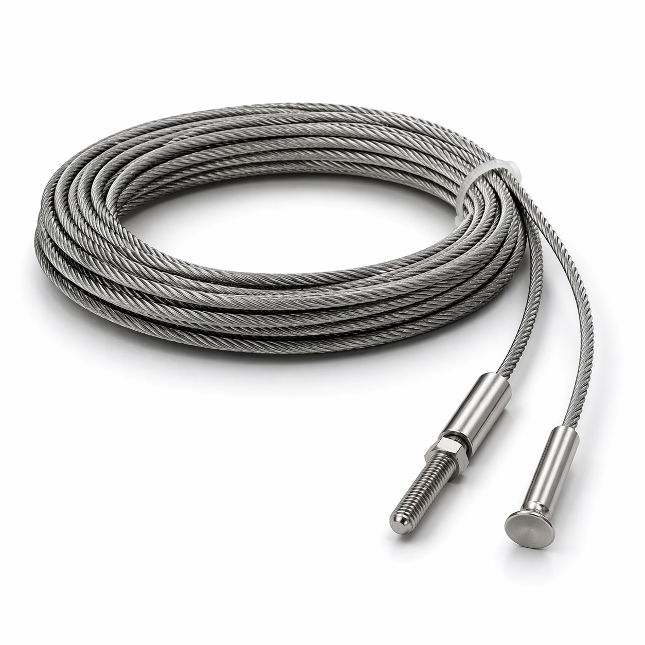 Edelstahl Drahtseil 4 mm V4A (1.4401) 1x19 nach Maß gefertigt – konfigurierbar