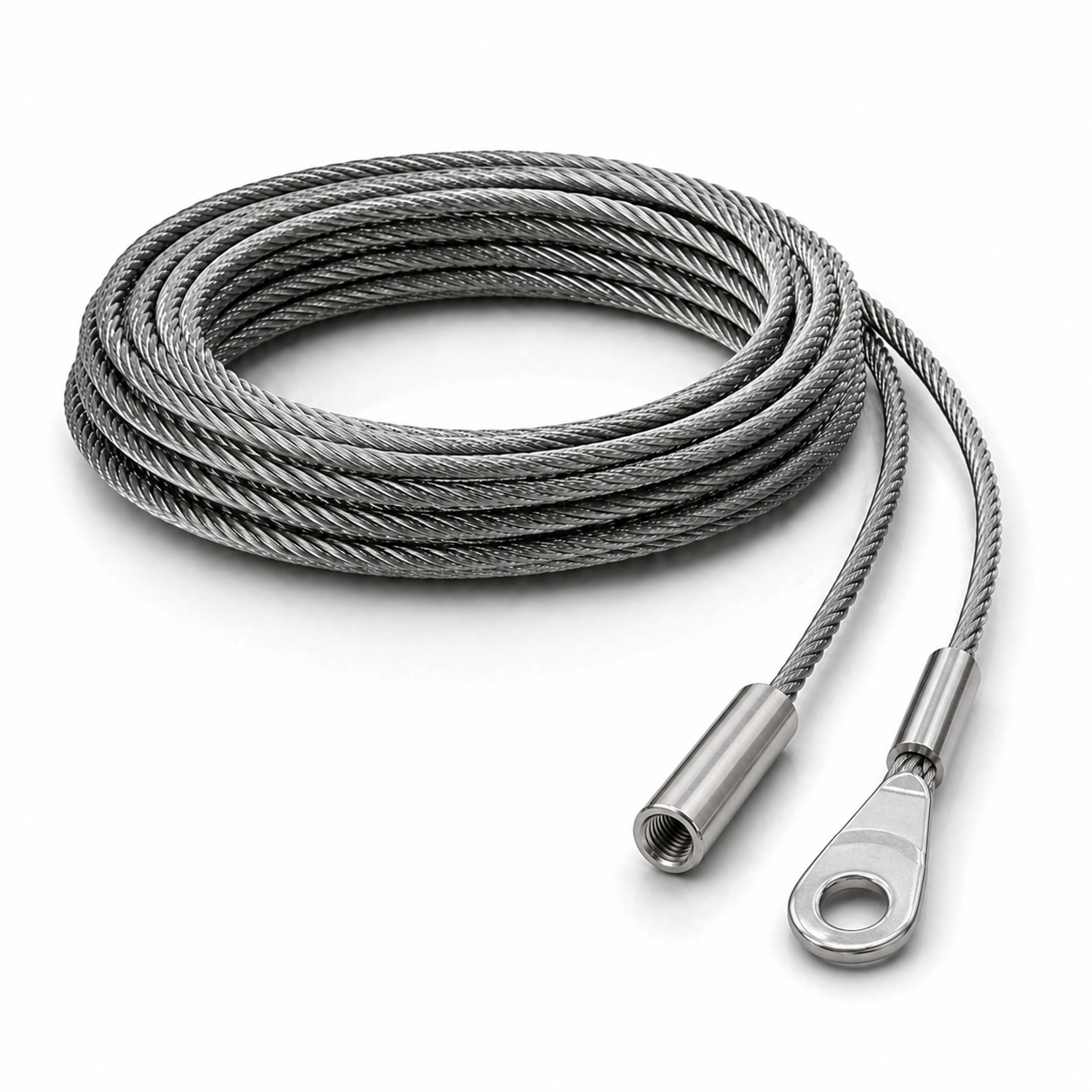 Edelstahl Drahtseil 4 mm V4A (1.4401) 1x19 nach Maß gefertigt – konfigurierbar