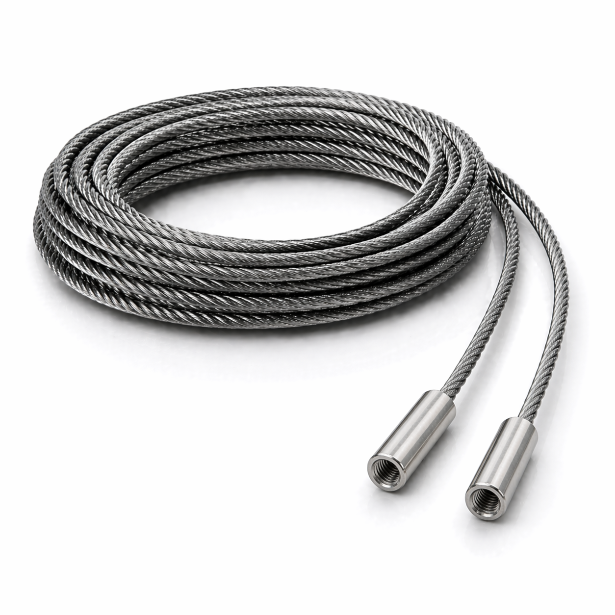 Edelstahl Drahtseil 4 mm V4A (1.4401) 1x19 nach Maß gefertigt – konfigurierbar