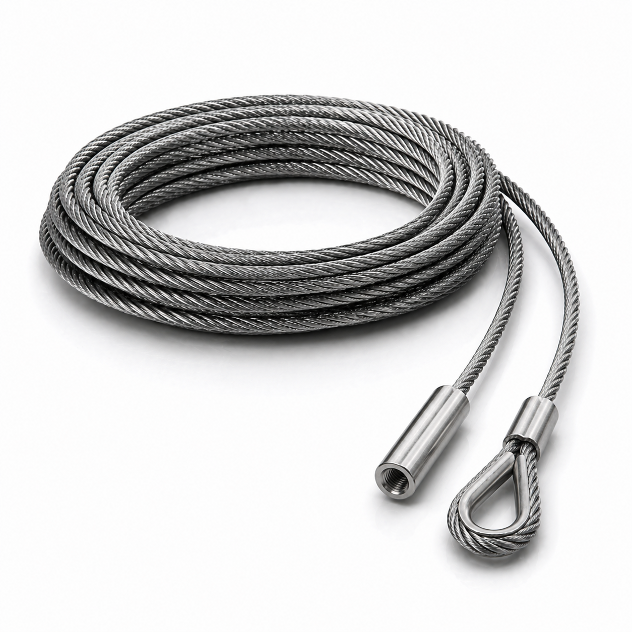 Edelstahl Drahtseil 4 mm V4A (1.4401) 1x19 nach Maß gefertigt – konfigurierbar