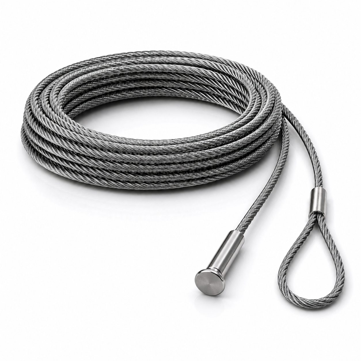 Edelstahl Drahtseil 4 mm V4A (1.4401) 1x19 nach Maß gefertigt – konfigurierbar