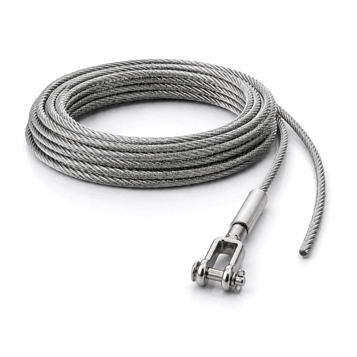 Edelstahl Drahtseil 4 mm V4A (1.4401) 1x19 nach Maß gefertigt – konfigurierbar