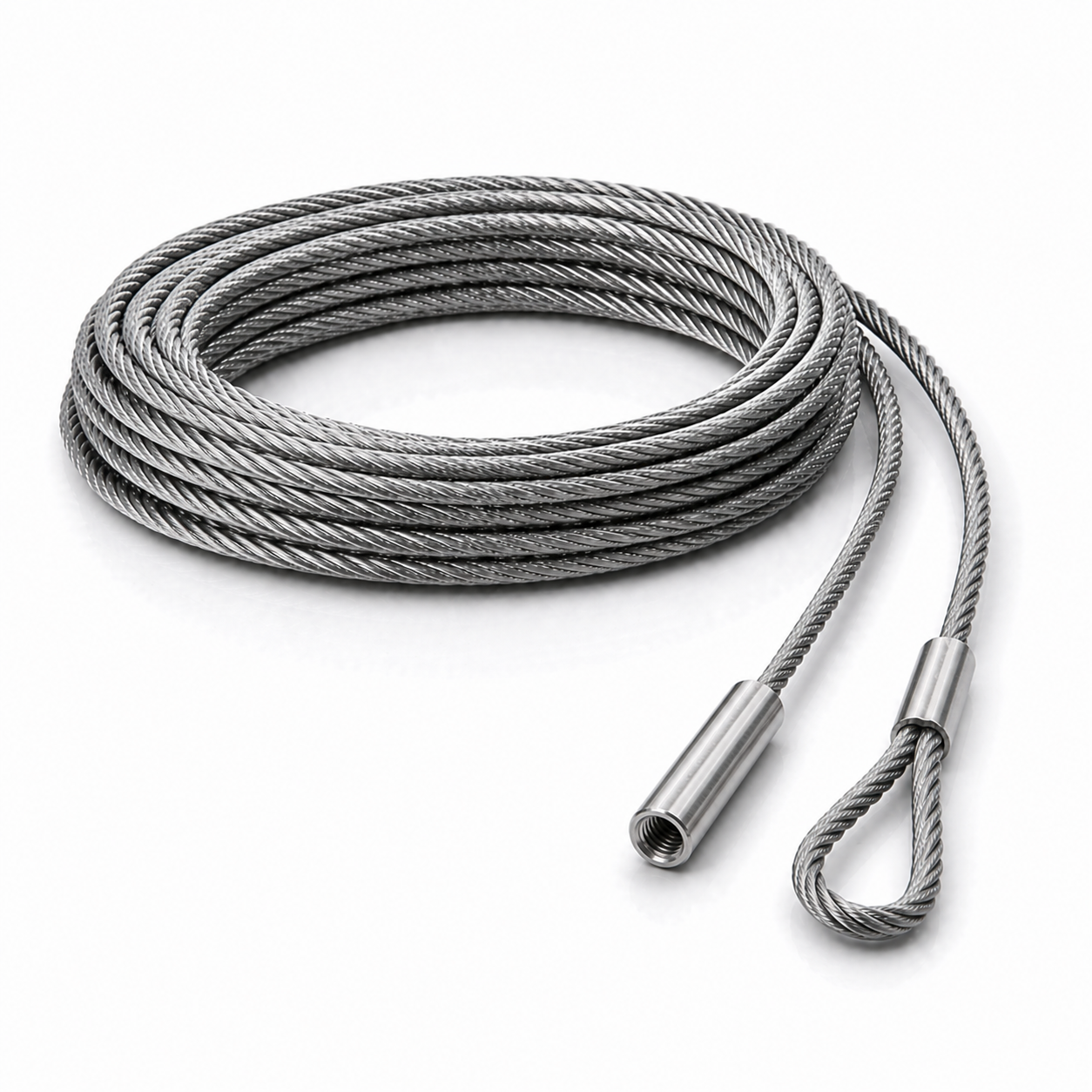 Edelstahl Drahtseil 4 mm V4A (1.4401) 1x19 nach Maß gefertigt – konfigurierbar
