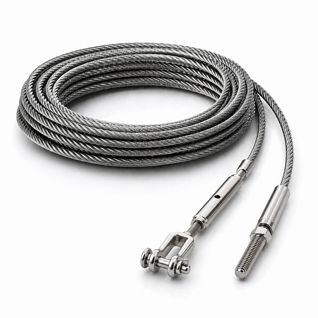Edelstahl Drahtseil 4 mm V4A (1.4401) 1x19 nach Maß gefertigt – konfigurierbar