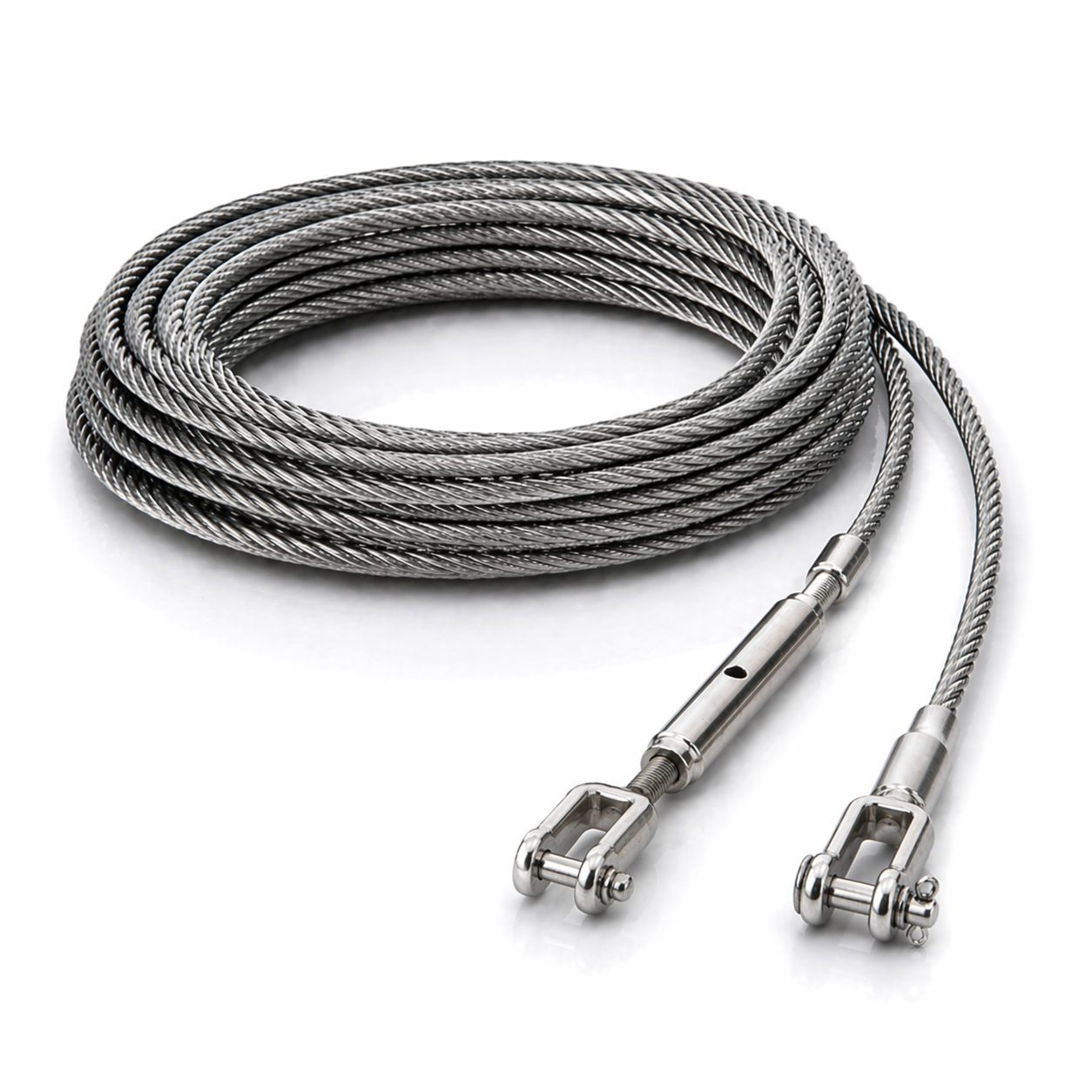 Edelstahl Drahtseil 4 mm V4A (1.4401) 1x19 nach Maß gefertigt – konfigurierbar