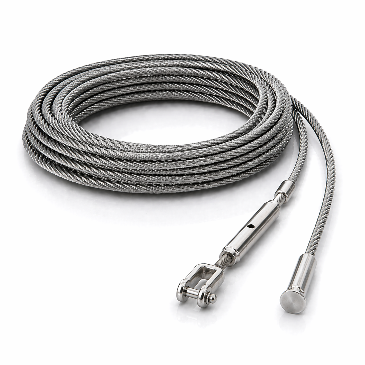 Edelstahl Drahtseil 4 mm V4A (1.4401) 1x19 nach Maß gefertigt – konfigurierbar