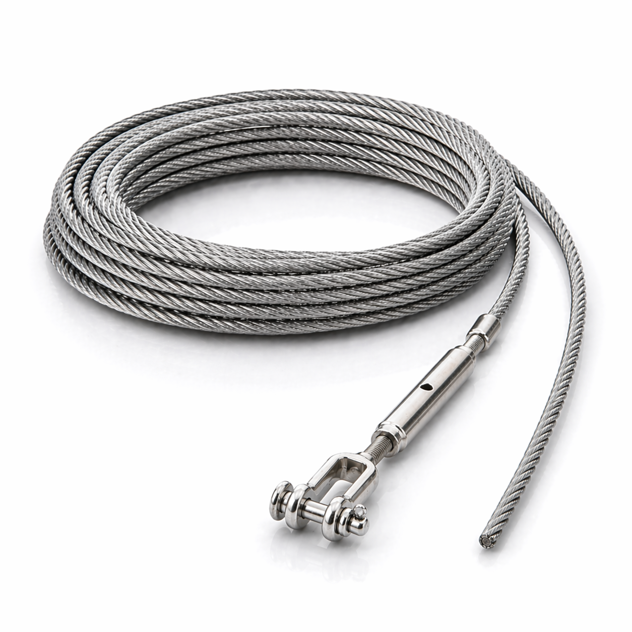 Edelstahl Drahtseil 4 mm V4A (1.4401) 1x19 nach Maß gefertigt – konfigurierbar