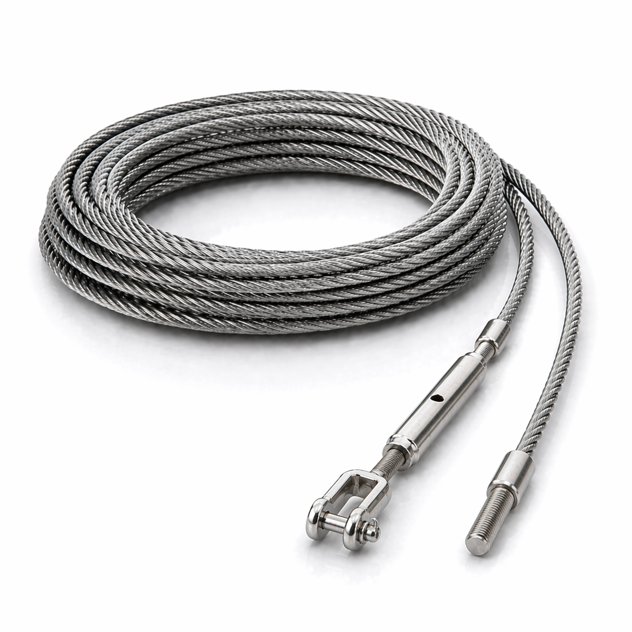 Edelstahl Drahtseil 4 mm V4A (1.4401) 1x19 nach Maß gefertigt – konfigurierbar