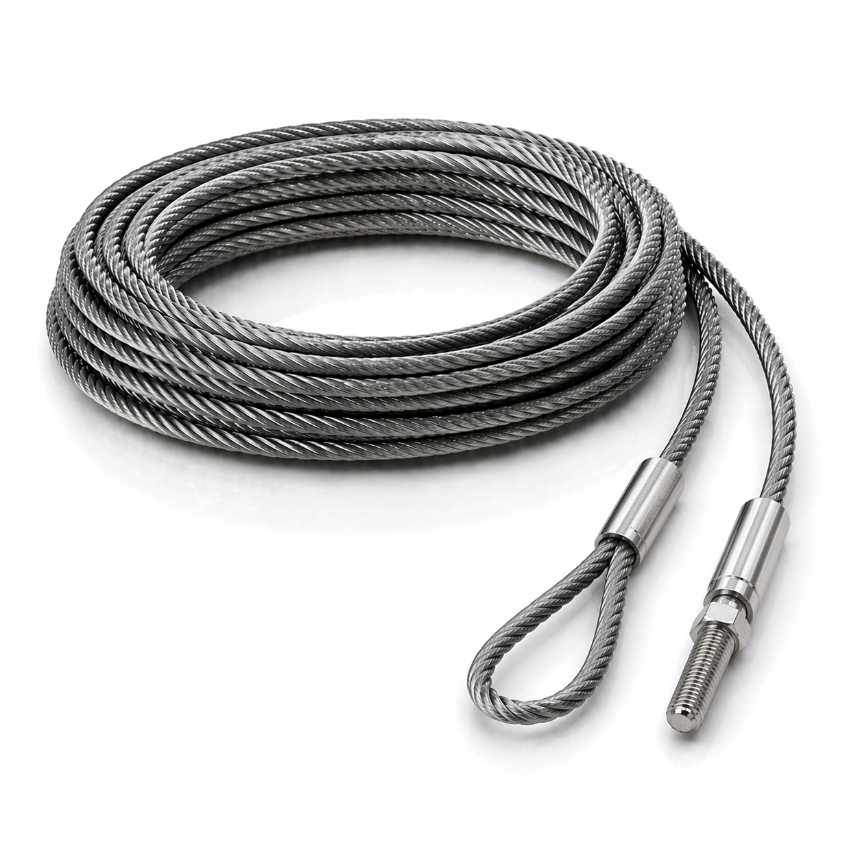 Edelstahl Drahtseil 4 mm V4A (1.4401) 1x19 nach Maß gefertigt – konfigurierbar