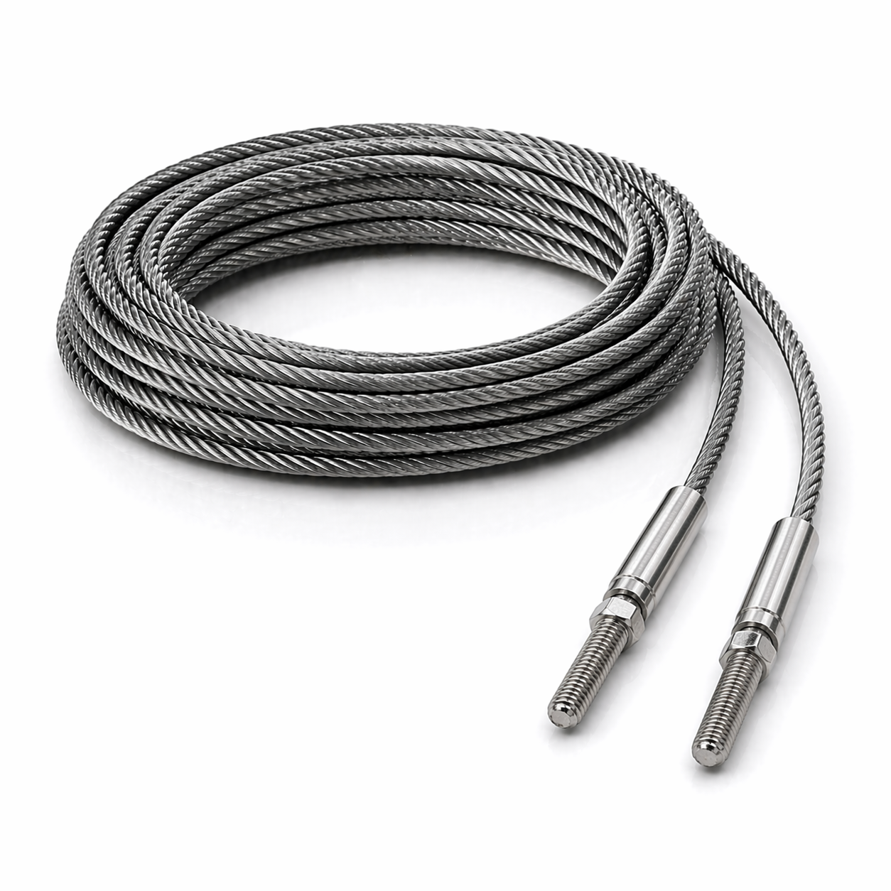 Edelstahl Drahtseil 4 mm V4A (1.4401) 1x19 nach Maß gefertigt – konfigurierbar