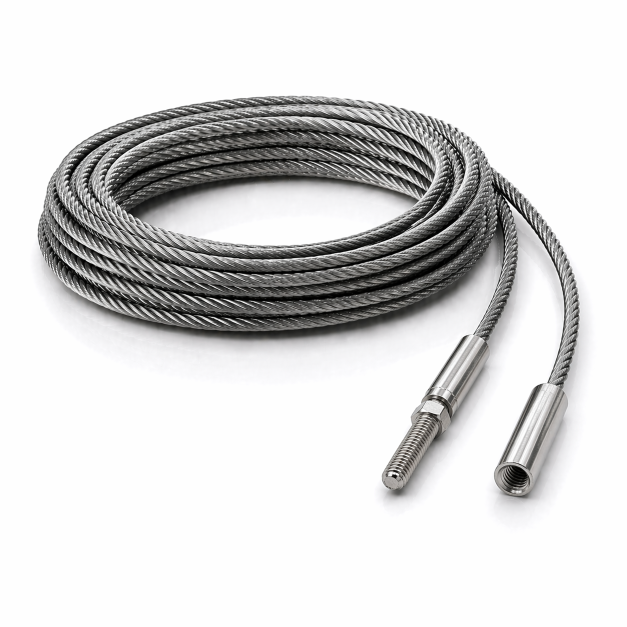 Edelstahl Drahtseil 4 mm V4A (1.4401) 1x19 nach Maß gefertigt – konfigurierbar