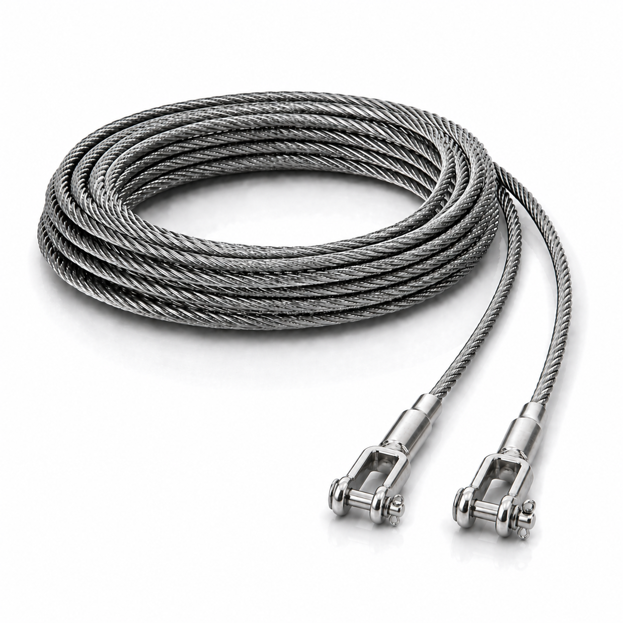 Edelstahl Drahtseil nach Maß (1.4401 V4A) – Gabelterminal & Gabelterminal – Ø 1–10 mm – konfigurierbar