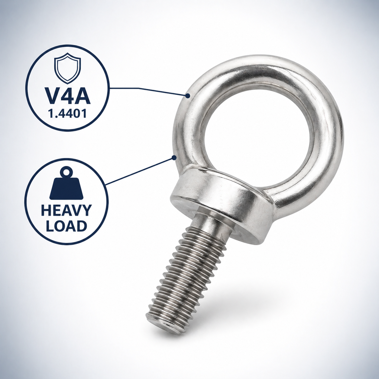 Anneau de levage en acier inoxydable V4A 1.4401 DIN 580