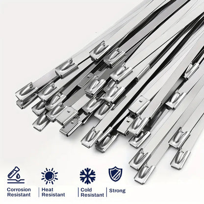 20 colliers de serrage en acier inoxydable 4,6 x 300 mm avec mécanisme de verrouillage