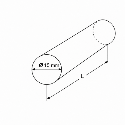 Edelstahl Rundstangen ø 15mm V2A 1.4301 AISI 304, warmgewalzt & poliert glänzend, Rundstab, Zuschnitt nach Maß