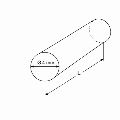 Edelstahl Rundstangen ø 4mm V2A 1.4301 AISI 304, warmgewalzt & poliert glänzend, Rundstab, Zuschnitt nach Maß